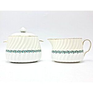 Mintons Lady Rodney Bone China Lidded Sugar Bowl & Creamer Set S411 B Vintage